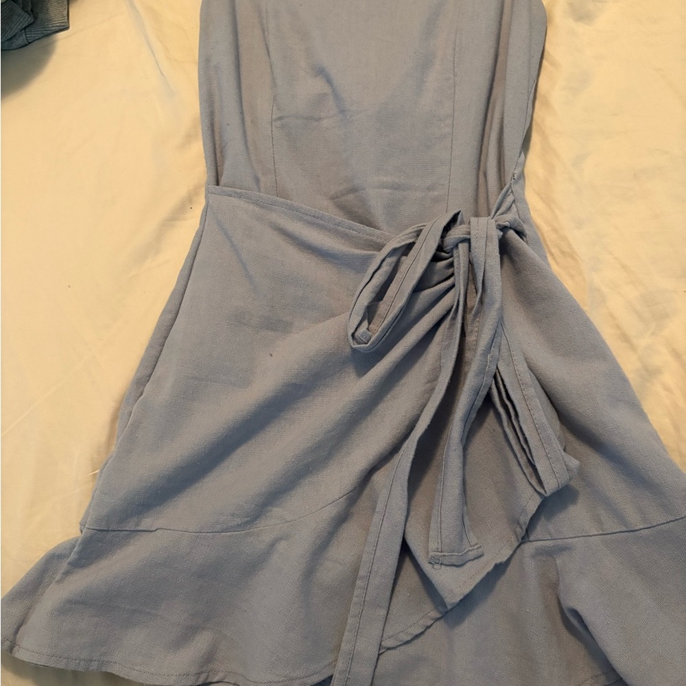 Elegant Blue Wrap Dress